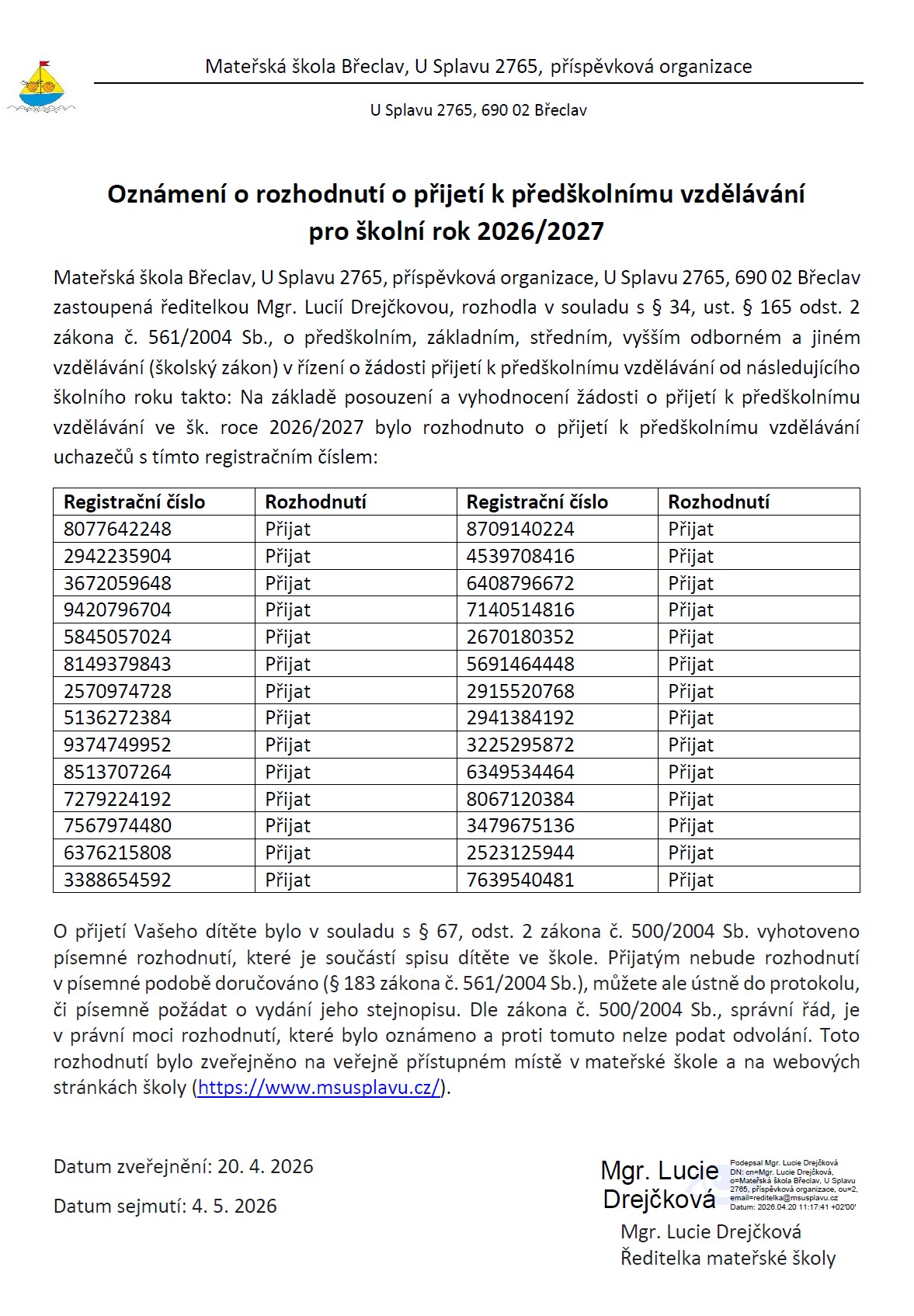 zapis 2026 msusplavu vysledky